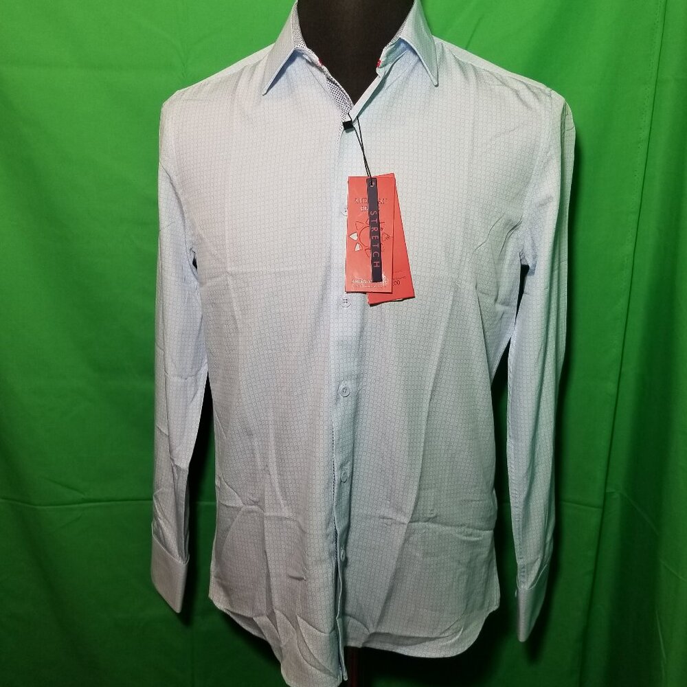 American Breed Smart Shirt Mens S Light Blue Button Up Long Sleeve Dressy NWT